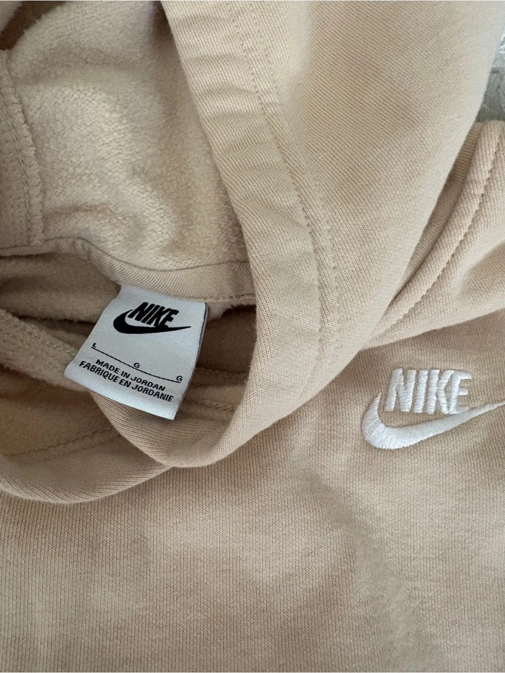 Nike Kids' Fit Sportswear Club Fleece Hoodie- sandrift, Sz L